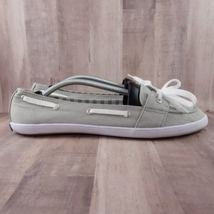 Keds Boat Shoes Womens 9 Grey Canvas Flats Comfort Casual Deck Shoes One Eyelet